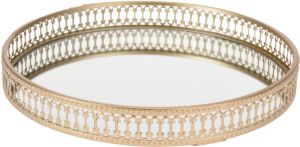 Excellent Houseware Ronde kaarsenbord kaarsplateau goud met spiegelbodem D30 cm Kaarsenplateaus