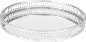 Excellent Houseware Ronde kaarsenbord kaarsplateau zilver spiegelbodem D30 cm Kaarsenplateaus