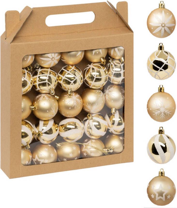 FEERIC LIGHTS & CHRISTMAS Feeric Christmas gedecoreerde kerstballen 25x- 6 cm goud -kunststofA  Kerstbal