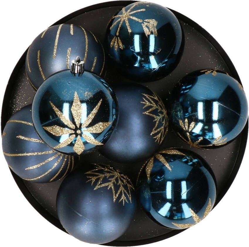 FEERIC LIGHTS & CHRISTMAS Feeric lights and christmas kerstballen 16x 8 cm kunststof -blauw Kerstbal