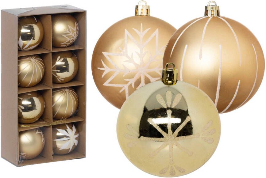 FEERIC LIGHTS & CHRISTMAS Feeric lights and christmas kerstballen 8x 8 cm kunststof -goud Kerstbal