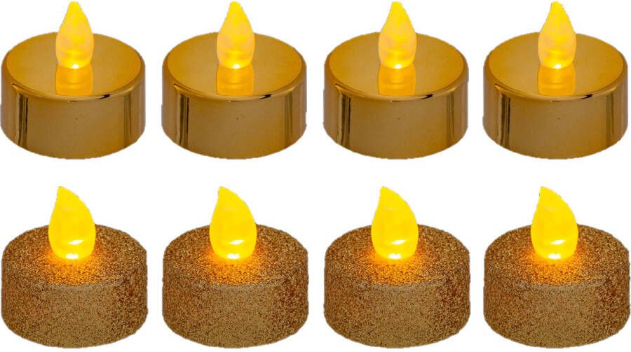 FEERIC LIGHTS & CHRISTMAS Feeric lights and christmas LED kaarsjes theelichtjes 8x stuks -goud LED kaarsen