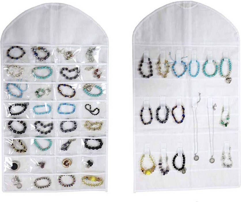 FLOKOO Sieraden organizer Wit Hangende Juwelenstandaard Met 32 Vakken