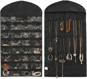 FLOKOO Sieraden Organizer Zwart Hangende Juwelenstandaard Met 32 Vakken