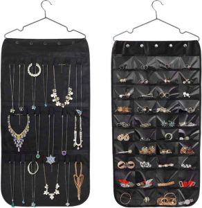 FLOKOO Sieraden Organizer Zwart Hangende Juwelenstandaard Met 40 Vakken
