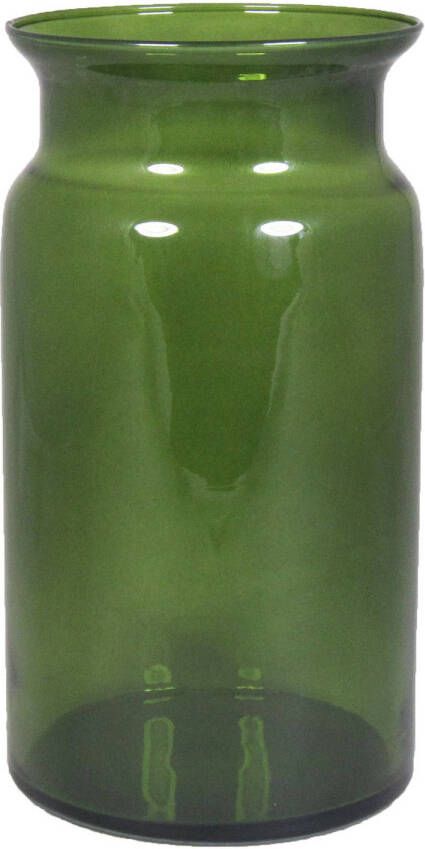 Floran Bloemenvaas Melkbus model olijfgroen transparant glas H29 x D16 cm Vazen