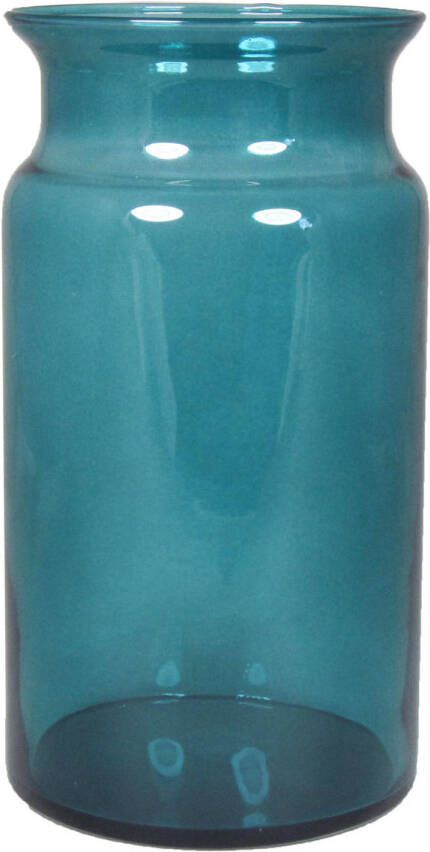 Floran Bloemenvaas turquoise blauw transparant glas H29 x D16 cm Vazen