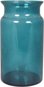 Floran Bloemenvaas Melkbus model turquoise blauw transparant glas H29 x D16 cm Vazen