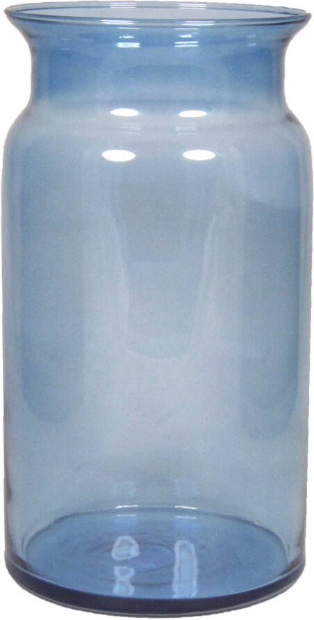 Floran Glazen melkbus vaas vazen blauw 7 liter smalle hals 16 x 29 cm Vazen