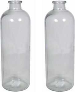 Floran Set van 3x stuks glazen vaas vazen 3 5 liter smalle hals 11 x 33 cm Vazen