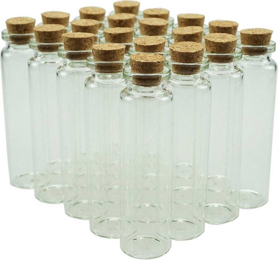 ForDig Glazen Mini Flesjes Met Kurk Decoratie flesjes Inhoud 20 ml Set van 20 Stuks