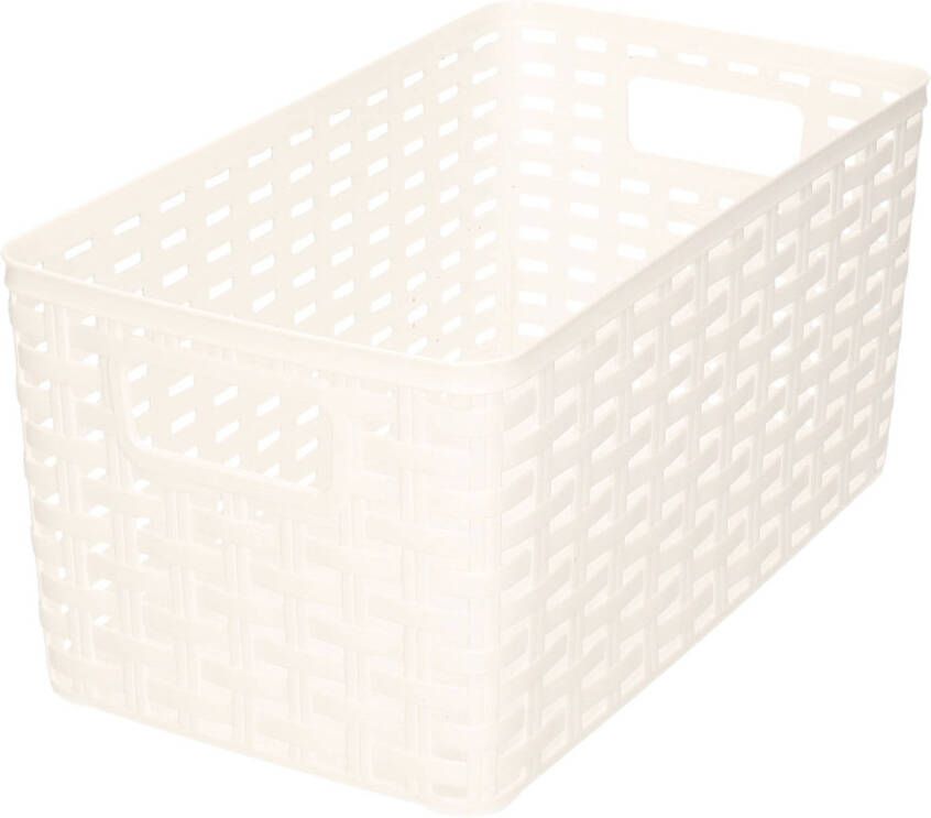 Forte Plastics 1x Kunststof opbergbakjes opbergmandjes wit 5 liter 15 x 28 x 13 cm kasten manden dozen bakken organisers Opbergbox
