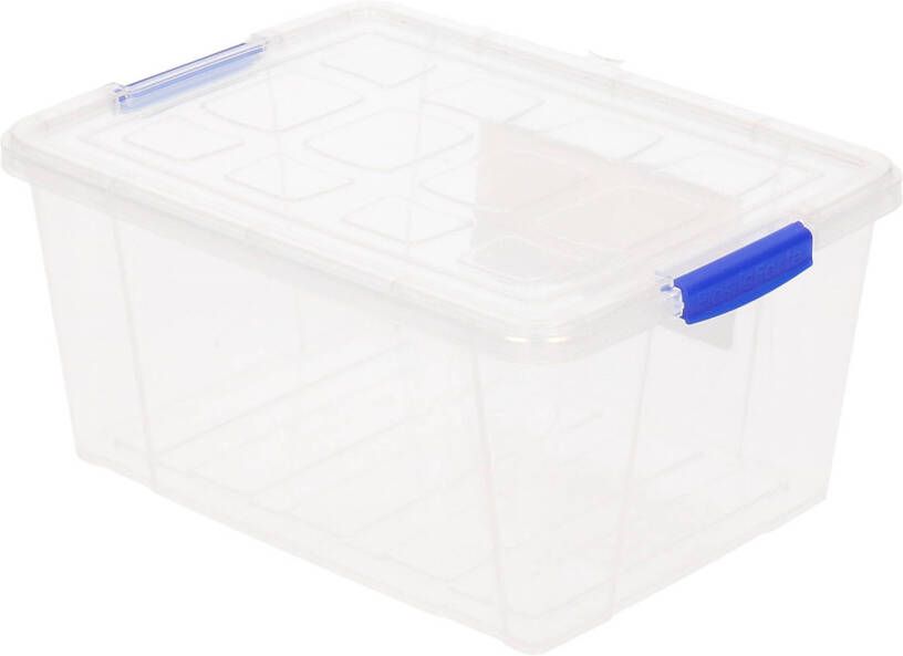Forte Plastics 1x Opbergbakken organizers met deksel 16 liter 40 cm transparant Opbergbox