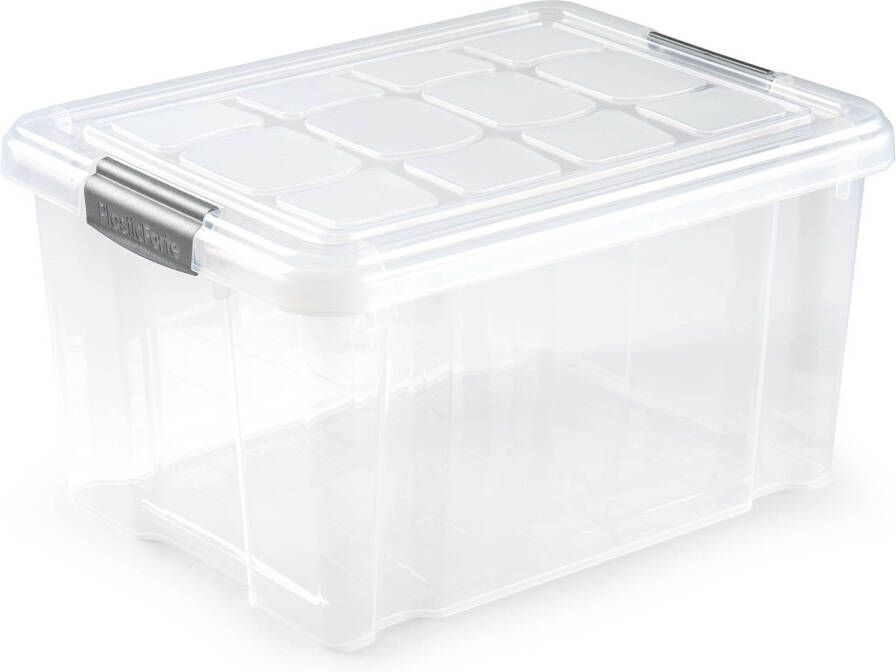 Forte Plastics 1x stuks Opslagbakken organizers met deksel 16 liter 40 x 30 x 21 cm transparant Opbergbakken Opbergbox