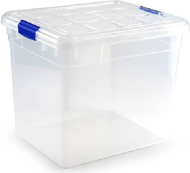 Forte Plastics 1x Opslagbakken organizers met deksel 35 liter transparant Opbergbox