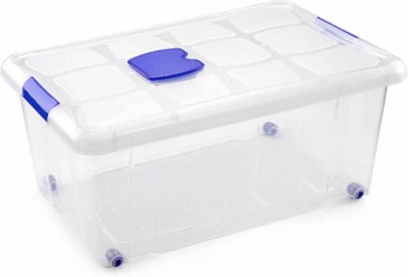 Forte Plastics 1x Opslagbakken organizers met deksel 36 liter 59 cm transparant Opbergbox
