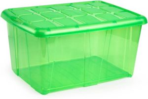 Forte Plastics 1x Opslagbakken organizers met deksel 60 liter 63 x 46 x 32 transparant groen Organizers opbergbakken Opbergbox