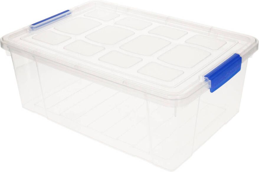 Forte Plastics 1x stuks Opslag opberg bakken kisten manden met deksel 37 x 26 x 14 cm transparant Opbergbakken Opbergbox