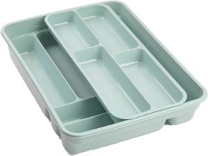 Forte Plastics Bestekbak bestekhouders 2 Lagen Mintgroen L40 X B30 X H7 Cm Bestekbakken
