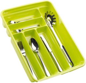 Forte Plastics Bestekbak bestekhouders 6-vaks Lime Groen L40 X B30 X H7 Cm Bestekbakken