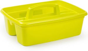Forte Plastics Gele opbergbox opbergdoos mand met handvat 7 liter kunststof 39 x 29 x 16 cm Opbergbakken voor schoonmaakspullen Opbergbox