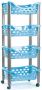 Forte Plastics Keukentrolley roltafel 4 laags kunststof blauw 40 x 88 cm Opberg trolley - Thumbnail 1
