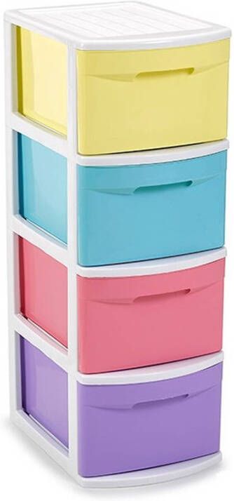 Forte Plastics Ladekast organizer met 4 lades multi kleuren 39 x 28 5 x 78 cm Ladekasten organisers kantoor woonartikelen Opbergbox