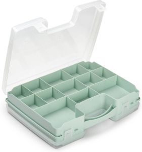 Forte Plastics Opbergkoffertje opbergdoos sorteerbox 21-vaks kunststof mintgroen 28 x 21 x 6 cm Sorteerdoos kleine spulletjes Opbergbox