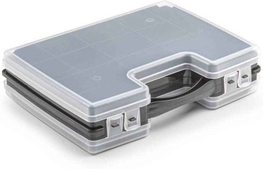 Forte Plastics Opbergkoffertje opbergdoos sorteerbox 22-vaks kunststof zwart 28 x 21 x 6 cm Opbergbox