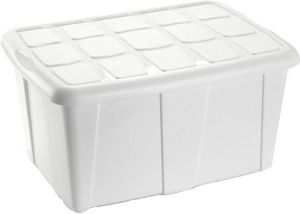 Forte Plastics Opslagbox kist van 60 liter met deksel Wit kunststof 63 x 46 x 32 cm Opbergbox
