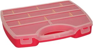 Forte Plastics Plasticforte opbergkoffertje opbergdoos sorteerbox 13-vaks kunststof fuchsia roze 25 x 21 x 4 cm Opbergbox