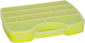 Forte Plastics Plasticforte Opbergkoffertje opbergdoos sorteerbox 13-vaks kunststof groen 25 x 21 x 4 cm Opbergbox