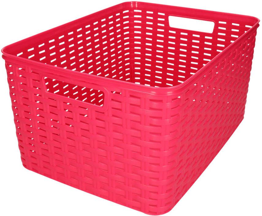 Forte Plastics Plasticforte opbergmand kastmandje 18 liter fuchsia roze kunststof 28 x 38 x 19 cm Opbergbox