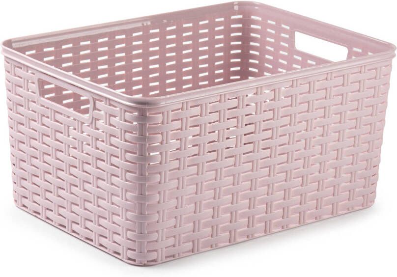 Forte Plastics Plasticforte opbergmand kastmandje 18 liter roze kunststof 28 x 38 x 19 cm Opbergbox
