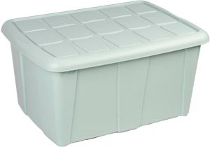 Forte Plastics Opslagbox kist van 60 liter met deksel Mintgroen kunststof 63 x 46 x 32 cm Opbergbox