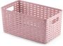 Forte Plastics Rotan gevlochten opbergmand opbergbox kunststof Oud roze 15 x 28 x 13 cm Kast mandjes Opbergbox - Thumbnail 1