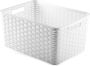 Forte Plastics Rotan gevlochten opbergmand opbergbox kunststof Wit 38 x 28 x 19 cm Kast mandjes Opbergbox - Thumbnail 1