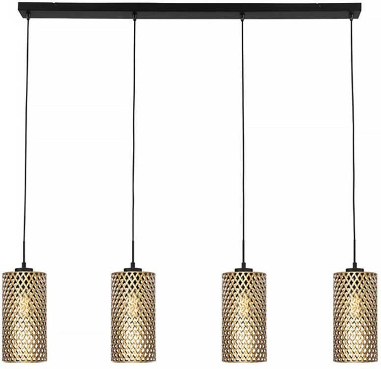 Freelight Hanglamp Cestino 4 lichts L 120 cm zwart goud