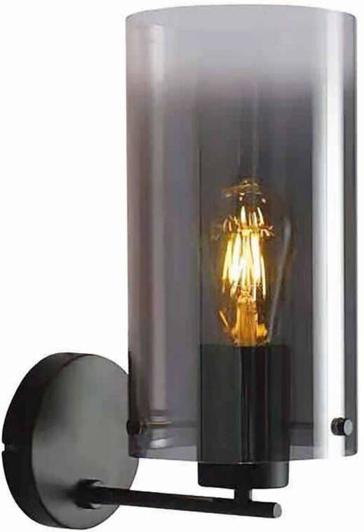 Freelight Wandlamp Ventotto Zwart & Smoke Glas 33cm