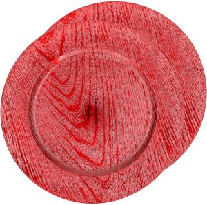 Gerim Set van 2x Kaarsenbord onderbord rood kunststof 33 cm Kaarsenplateaus