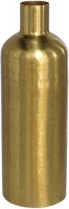 Gerim Bloemenvaas Flesvorm Van Metaal 30 X 10.5 Cm Kleur Metallic Goud Vazen