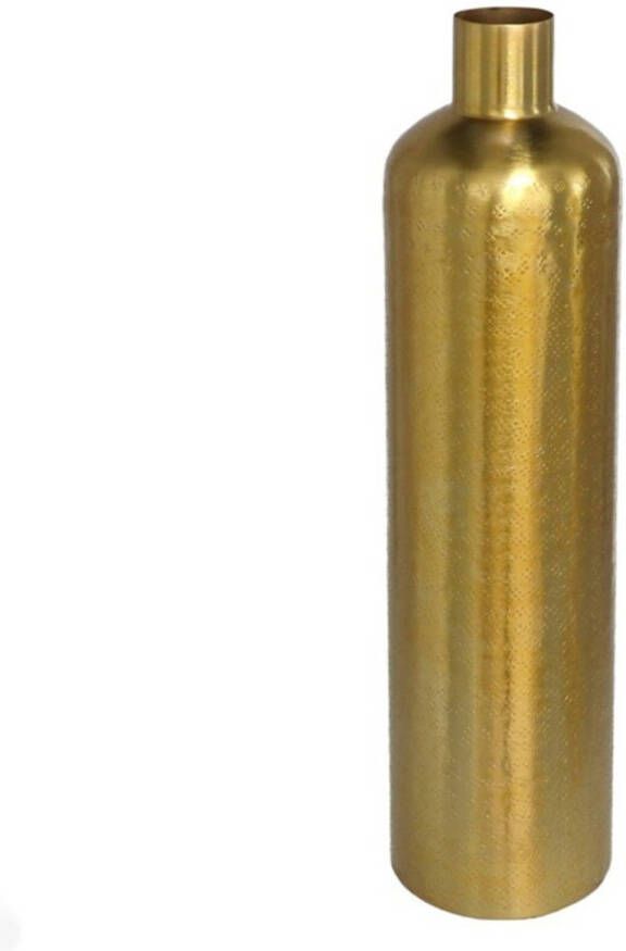 Gerimport Bloemenvaas flesvorm van metaal 42 x 10.5 cm kleur metallic goud Vazen