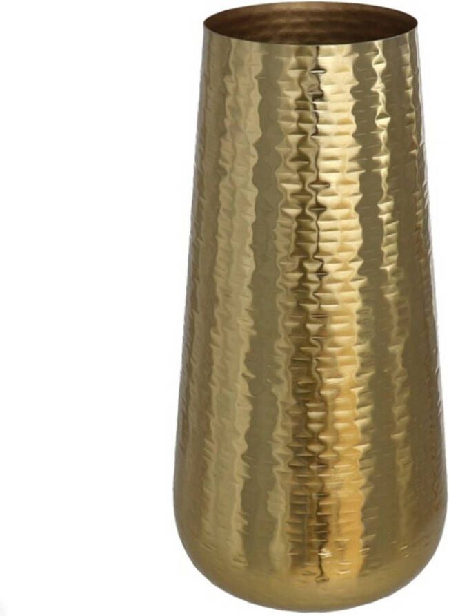 Gerimport Bloemenvaas van metaal 36 x 17 cm kleur metallic goud Vazen