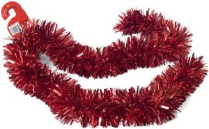 Gerimport Kerstboom folie slingers lametta guirlandes van 180 x 12 cm in de kleur glitter rood Kerstslingers