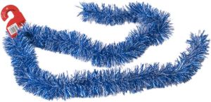 Gerimport Kerstboom folie slingers lametta guirlandes van 180 x 7 cm in de kleur blauw met sneeuw Kerstslingers
