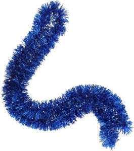 Gerimport Kerstboom folie slingers lametta guirlandes van 180 x 7 cm in de kleur glitter blauw Kerstslingers