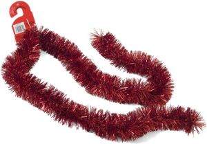 Gerimport Kerstboom folie slingers lametta guirlandes van 180 x 7 cm in de kleur glitter rood Kerstslingers