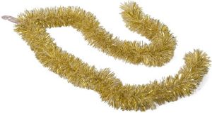 Gerimport Kerstboom folie slingers lametta guirlandes van 180 x 7 cm in de kleur goud met sneeuw Kerstslingers