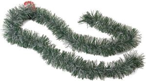 Gerimport Kerstboom folie slingers lametta guirlandes van 180 x 7 cm in de kleur groen met sneeuw Kerstslingers