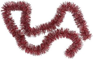 Gerimport Kerstboom folie slingers lametta guirlandes van 180 x 7 cm in de kleur rood met sneeuw Kerstslingers